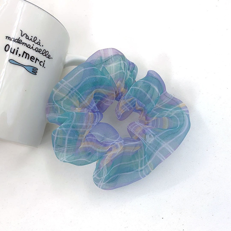 Women's Organza Bow Hair Tie Multi-functional School Hairband Plaid