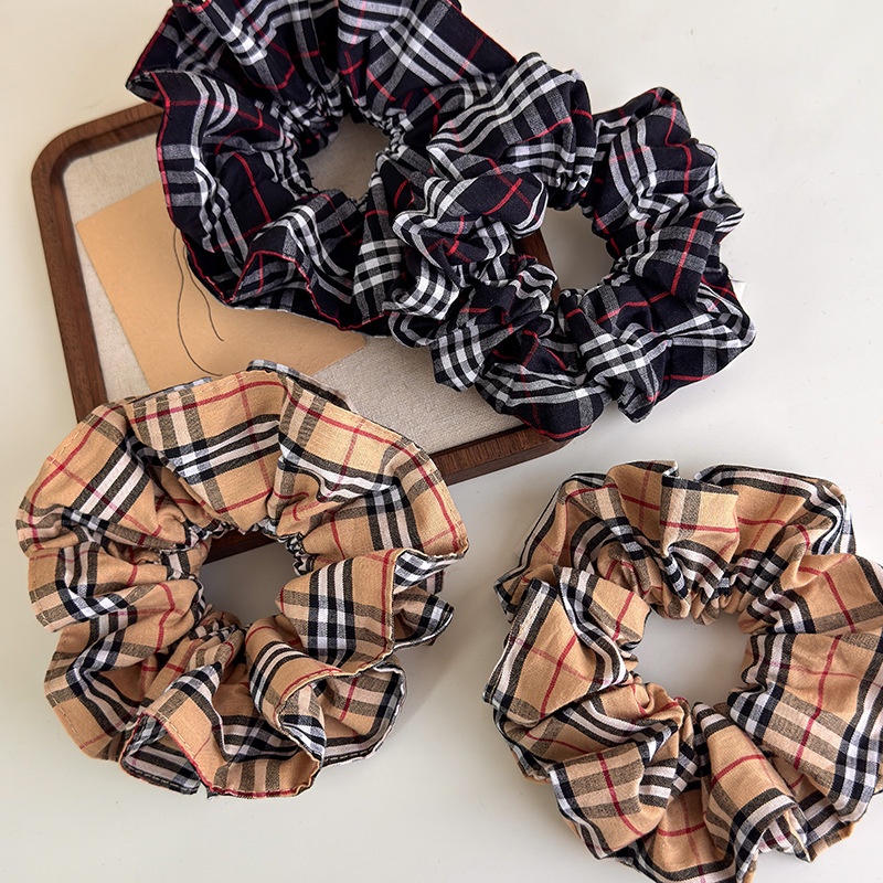 Women's British Style Floral Plaid Hair Tie Versatile Luxury Romantic Cloth