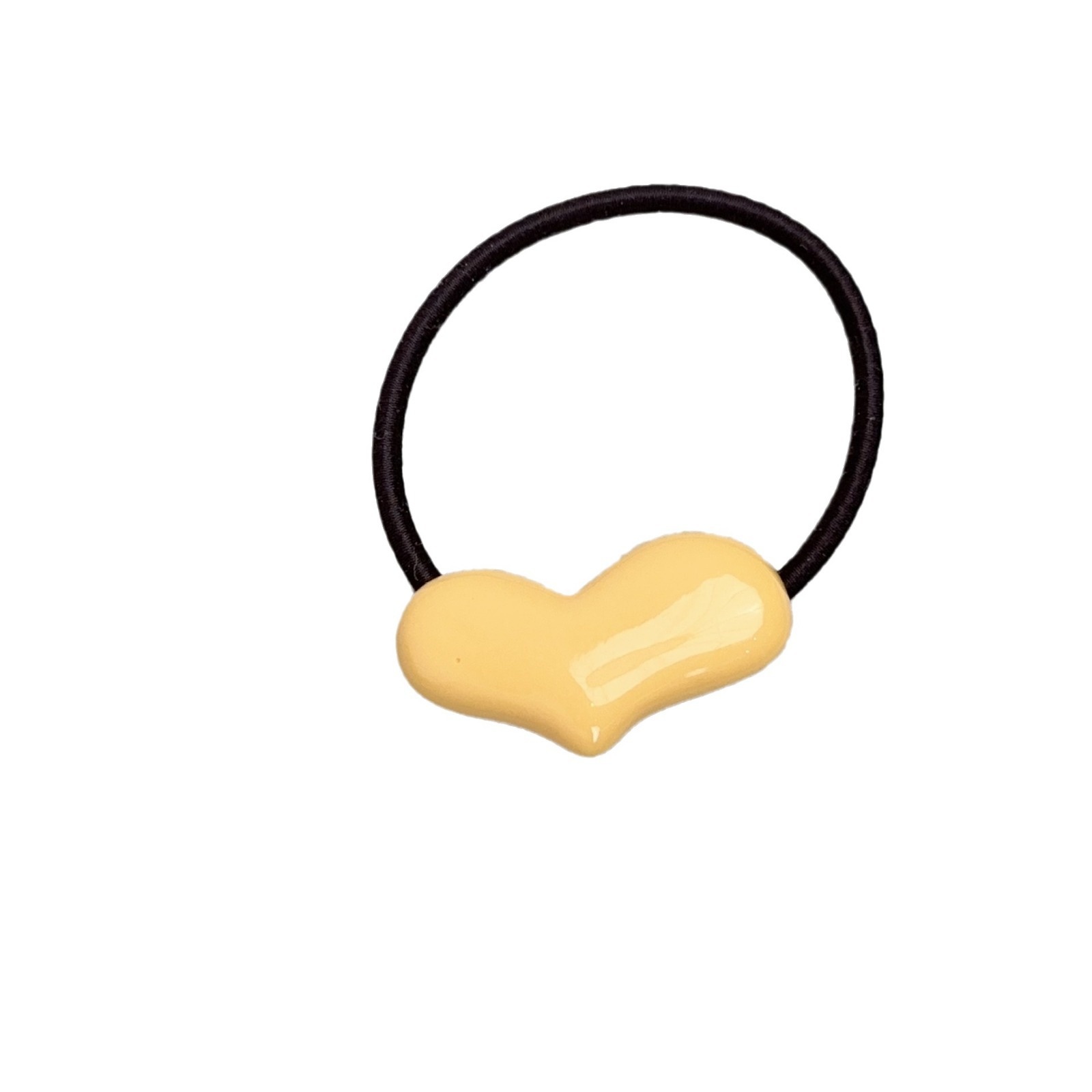 Girls Summer Acrylic Elastic Hair Band Cream Heart Shaped