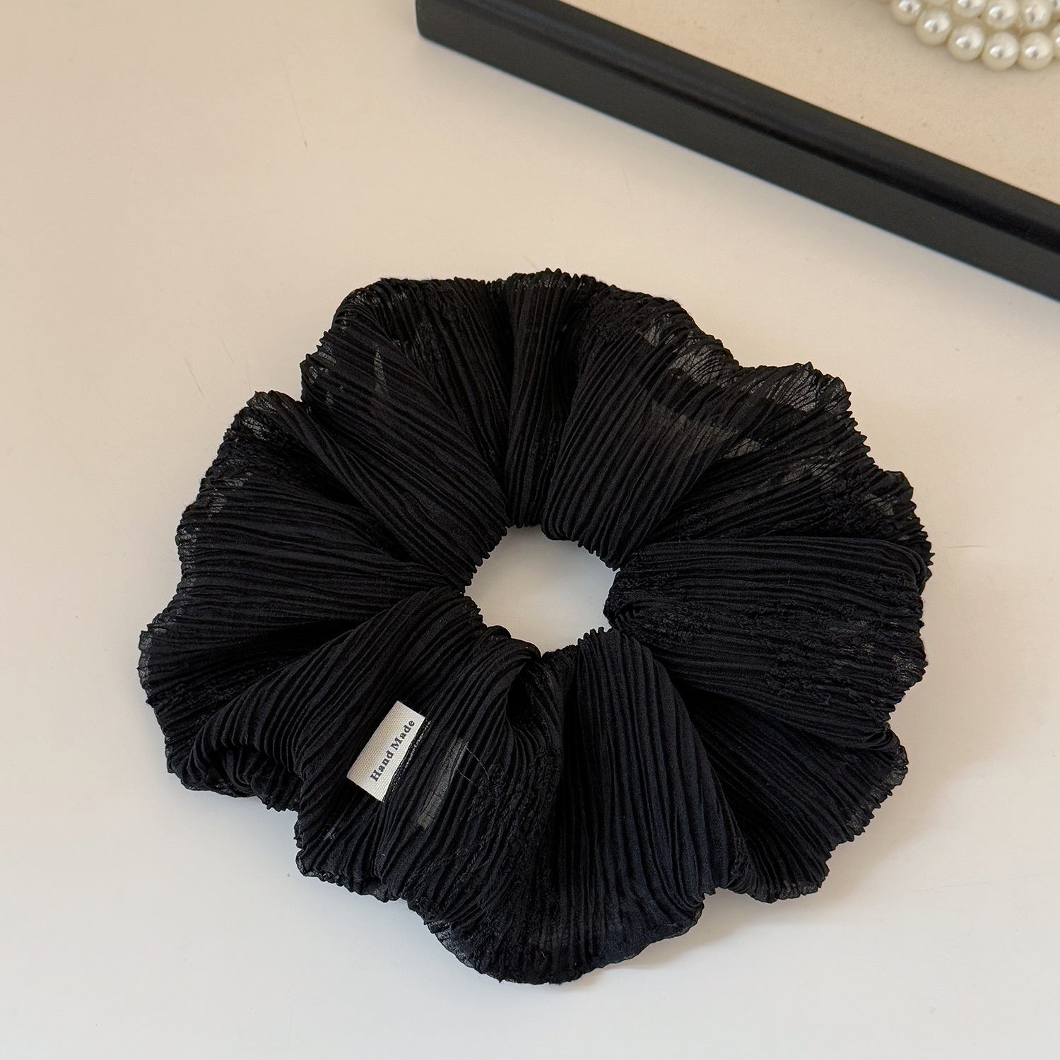 Women's Spring Gauze Hair Tie Daily Accessory Black Striped