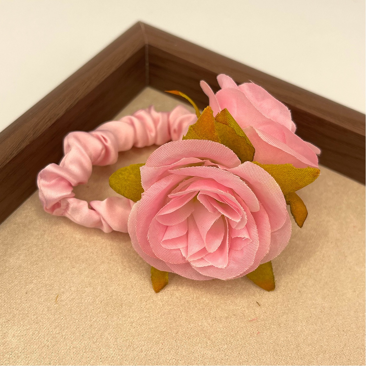 Women's Holiday Hair Tie Accessory Pastoral Plumeria Flower Pattern