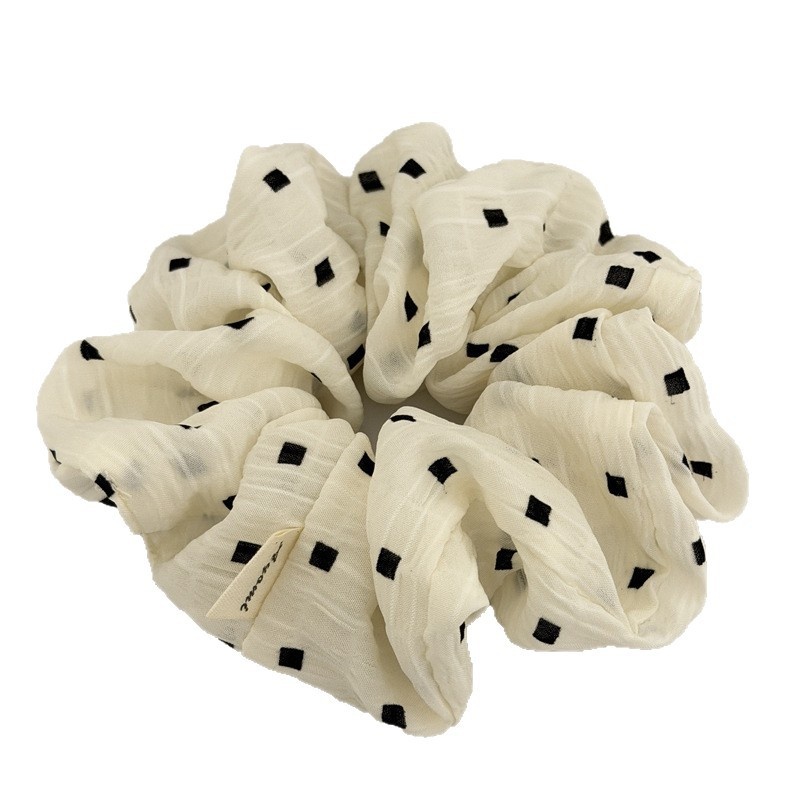 Women's Soft Cloth Daily Wear Hair Tie Scrunchie Accessory Beige Gingham