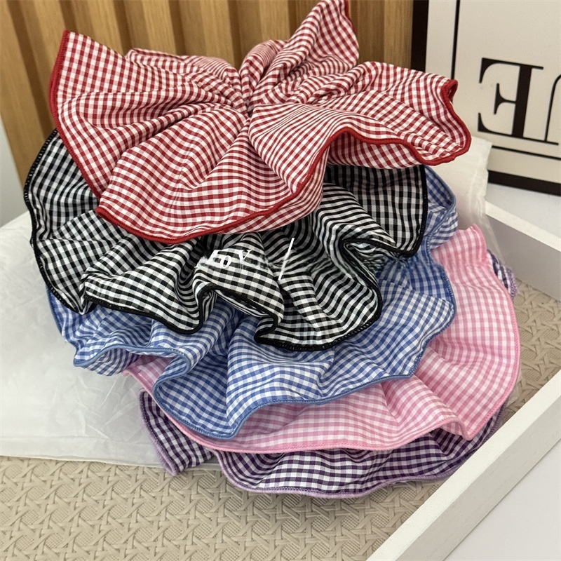 Women's Comfortable Cloth Scrunchies Hair Ties For Daily Wear Checkered Plaid