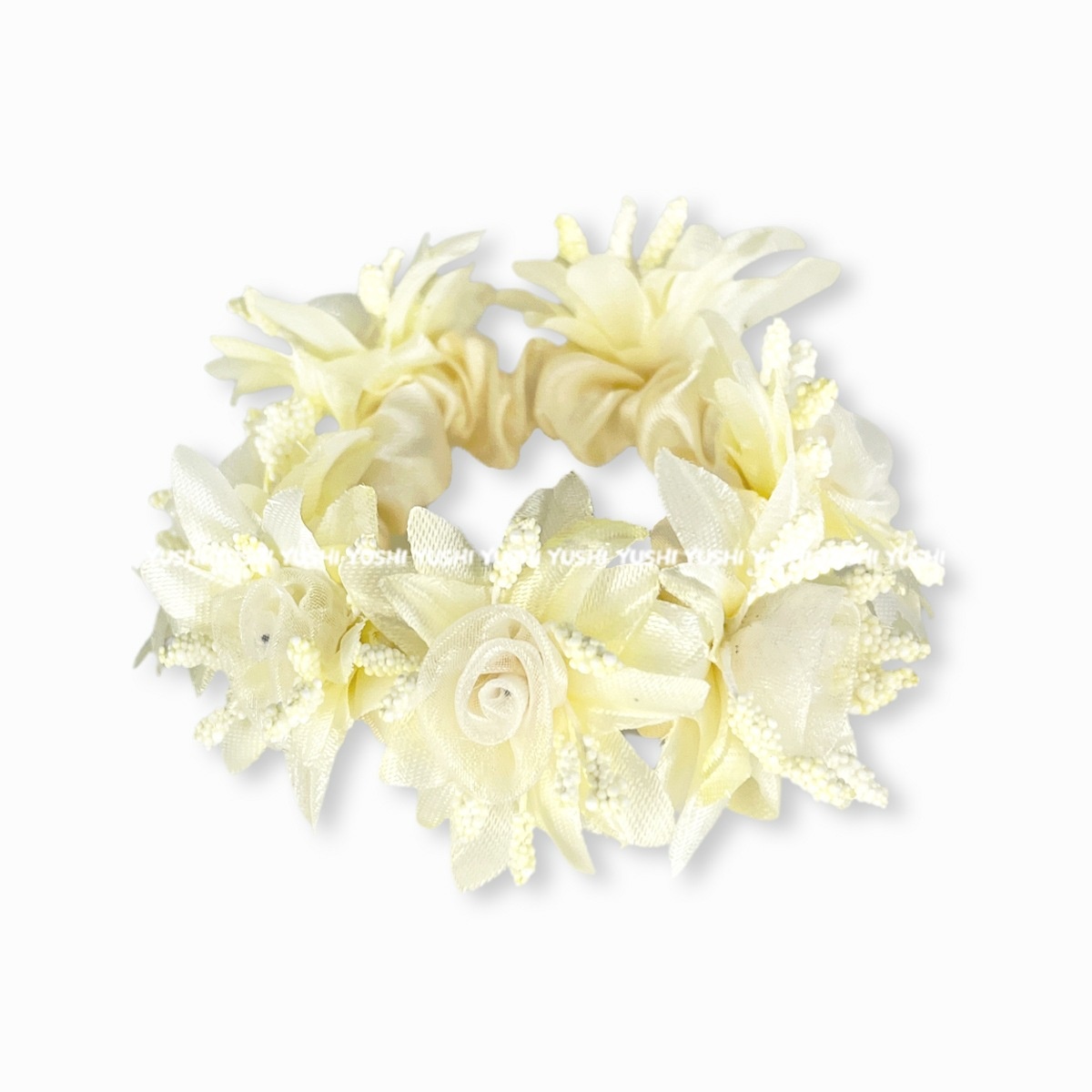 Women's Vintage Rose Cloth Hair Tie For Winter Champagne Floral