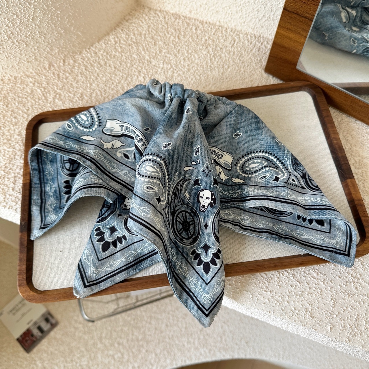 Women Hair Tie Retro Fabric Cashew Nut Flower Print Summer Hair Accessory