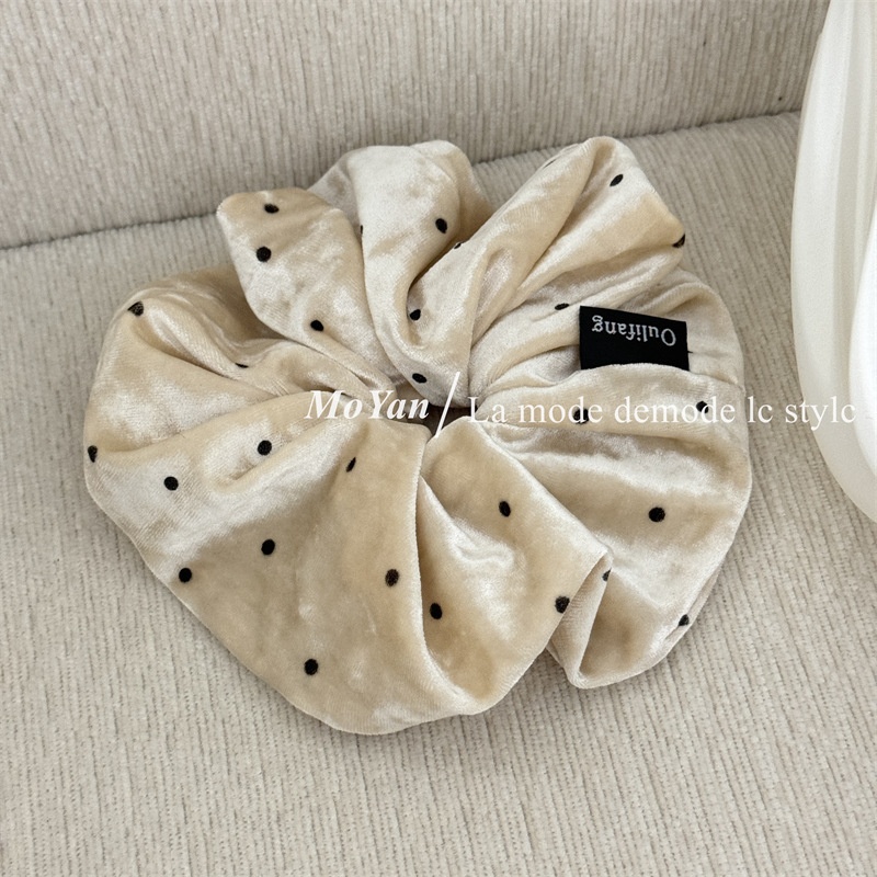 Women's Vintage Velvet Hair Ties For Autumn Winter Ponytails Polka Dot