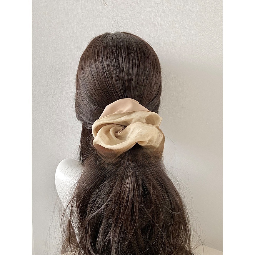 Women's Gauze Bubble Braid Hair Tie Beige Chinoiserie Ditsy Floral