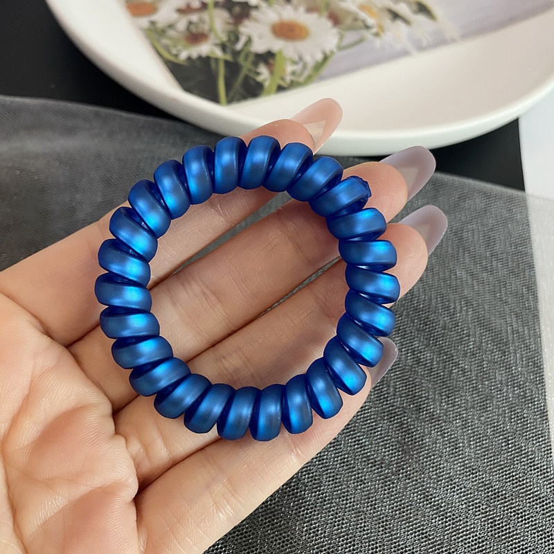Women's Matte Plastic Spiral Hair Tie Daily Styling Low-Key Blue