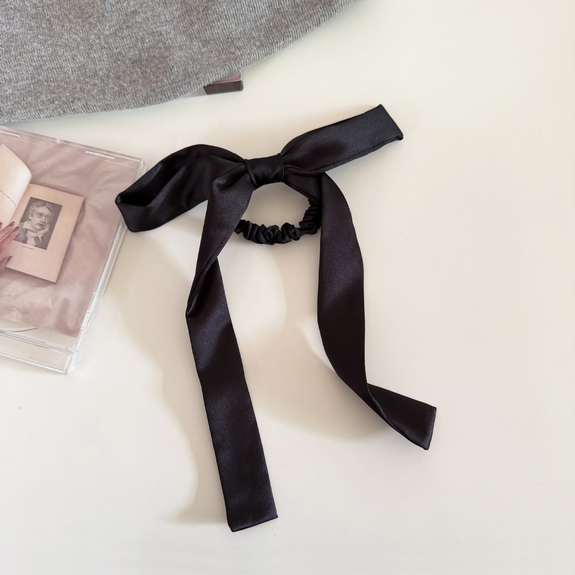 Women Fashionable Velvet Low Ponytail Holder Hair Tie Bow Knot