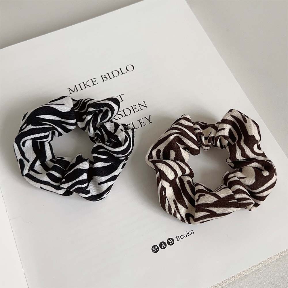 Women's Stylish Retro Cloth Hair Scrunchie Black Zebra Pattern