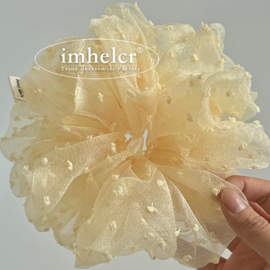 Women's Summer Tulle Bubble Braid Hair Tie Ponytail Holder Polka Dots