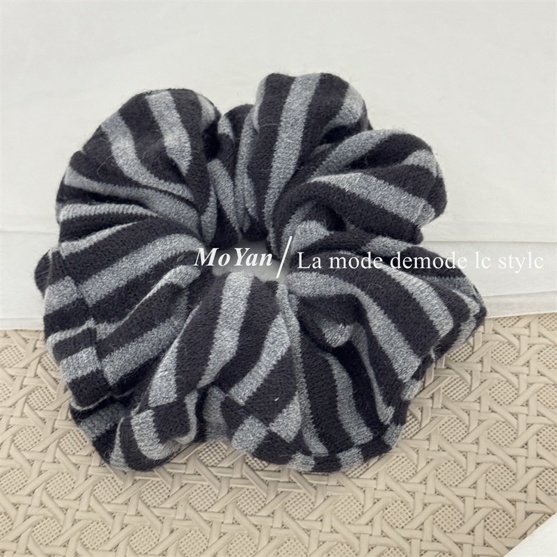 Women's Soft Knitted Winter Hair Ties Retro Stripe Color Block