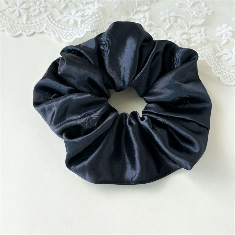 Women's Luxury Embossed Satin Large Bow Hair Ties Solid Color Versatile Hair Bands