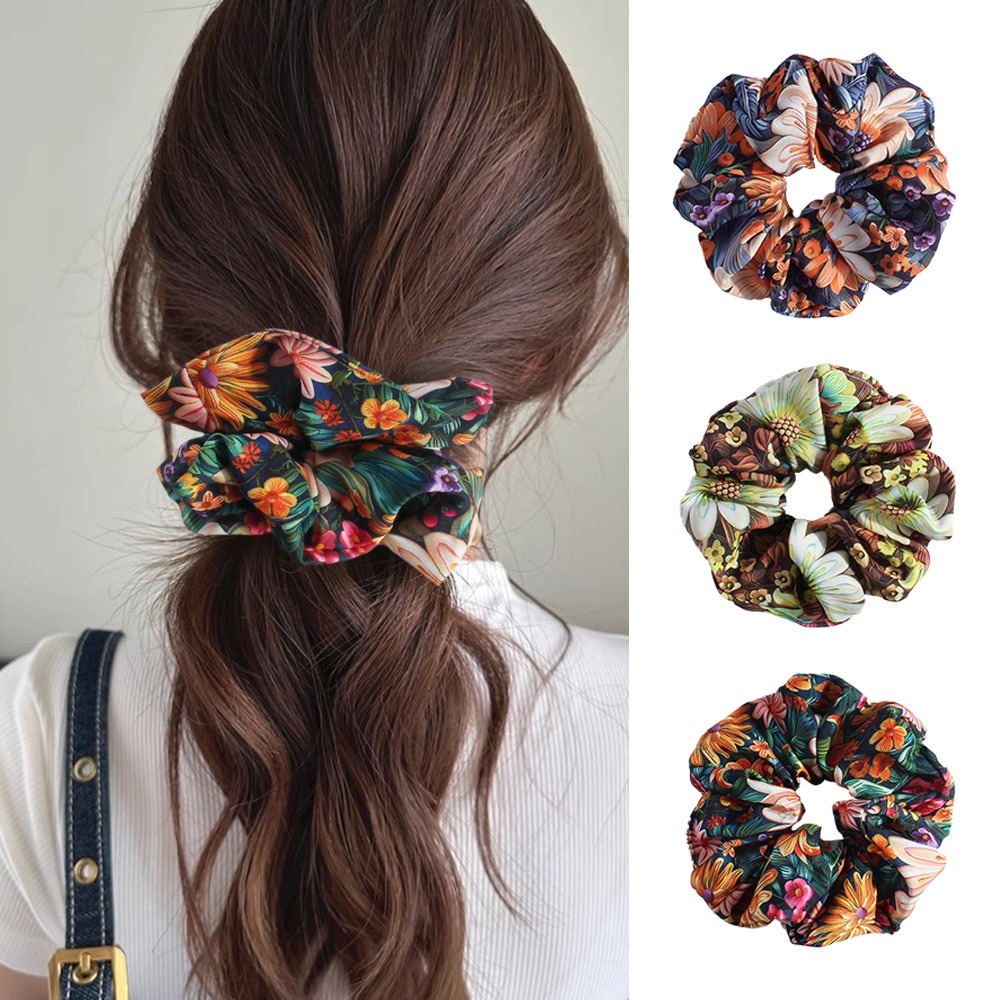 Women's Vintage Fabric Hair Tie Summer Accessory Floral Print