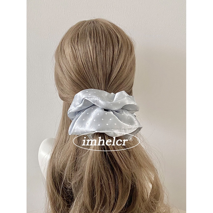 Women's Satin Rubber Band Hair Tie For Daily Commute Pink Polka Dots