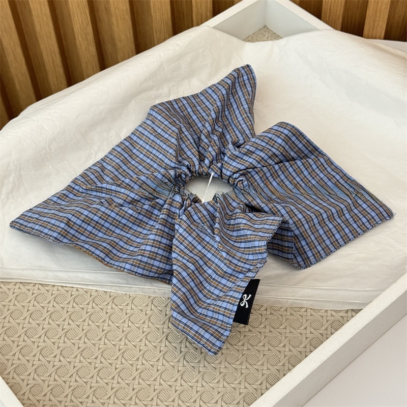 Women's Stylish Cloth Scrunchies Ponytail Holder Checkered Plaid
