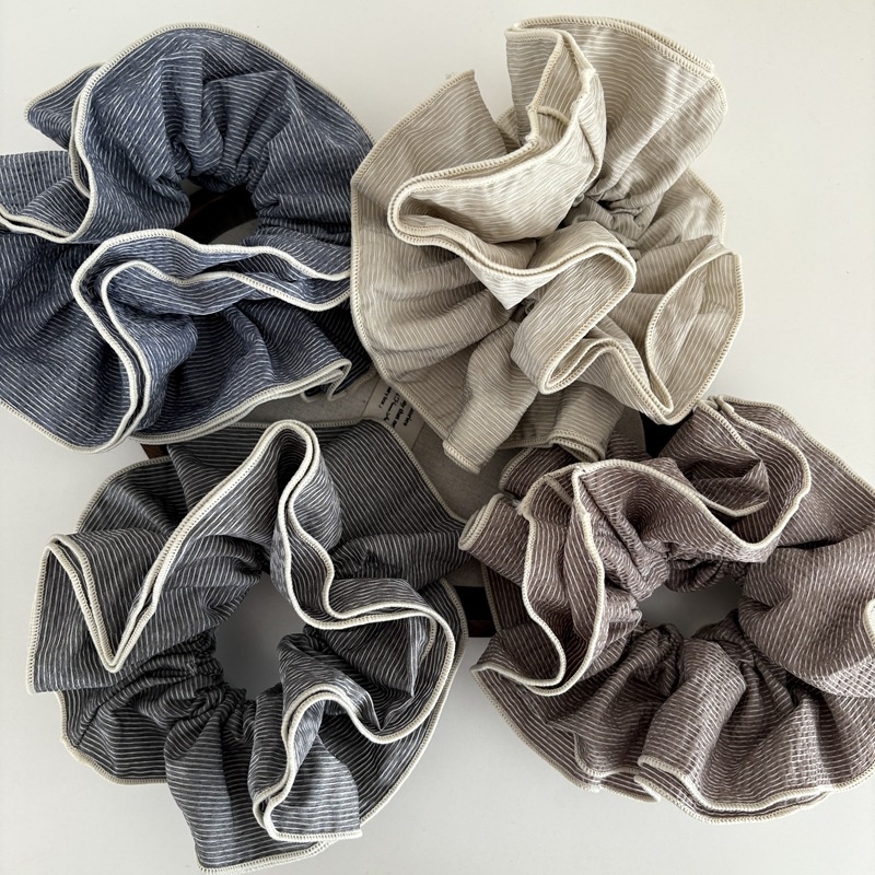 Women's Everyday Retro Soft Cloth Hair Tie Scrunchie Apricot Striped