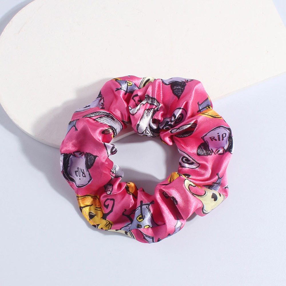Women's High Elasticity Satin Scrunchies Digital Halloween Print