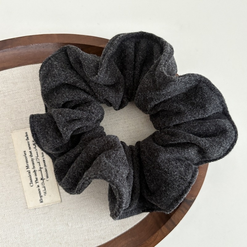Women's Winter Soft Wool Ribbed Ponytail Holder Scrunchie Solid Color
