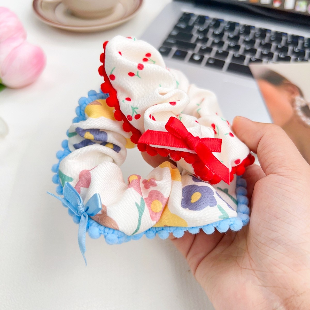 Women's Elastic Fabric Bowknot Hair Band For Office Party Fresh Floral