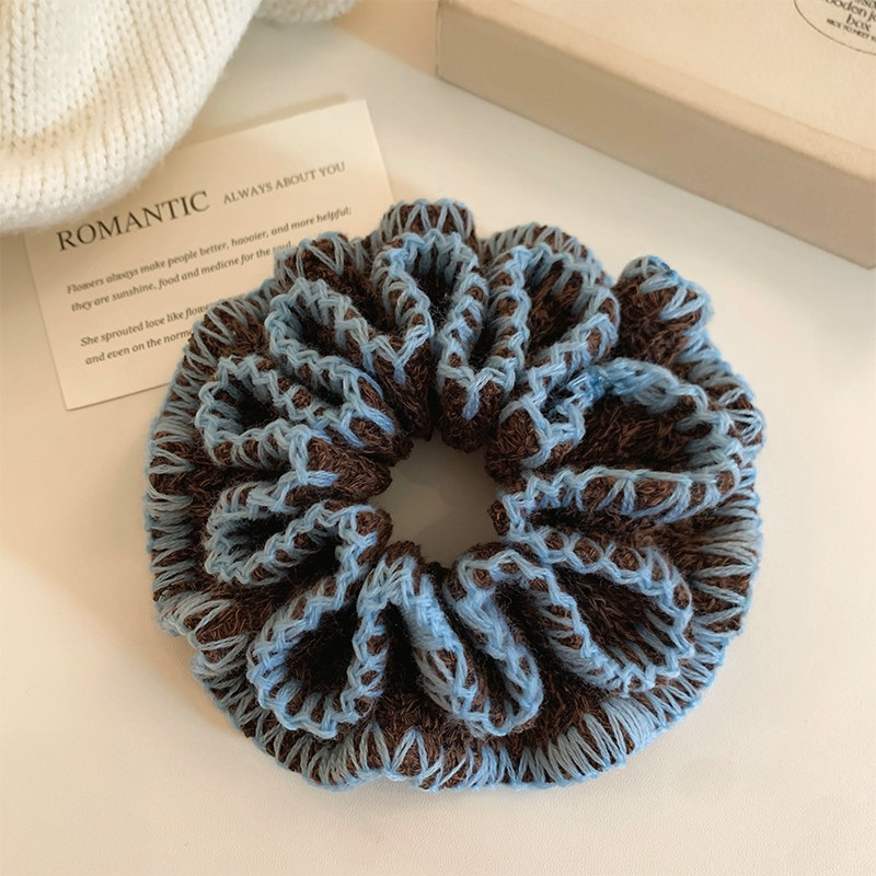 Women's Retro Knitted Winter Bun Hairband Coffee Blue Mixed Color