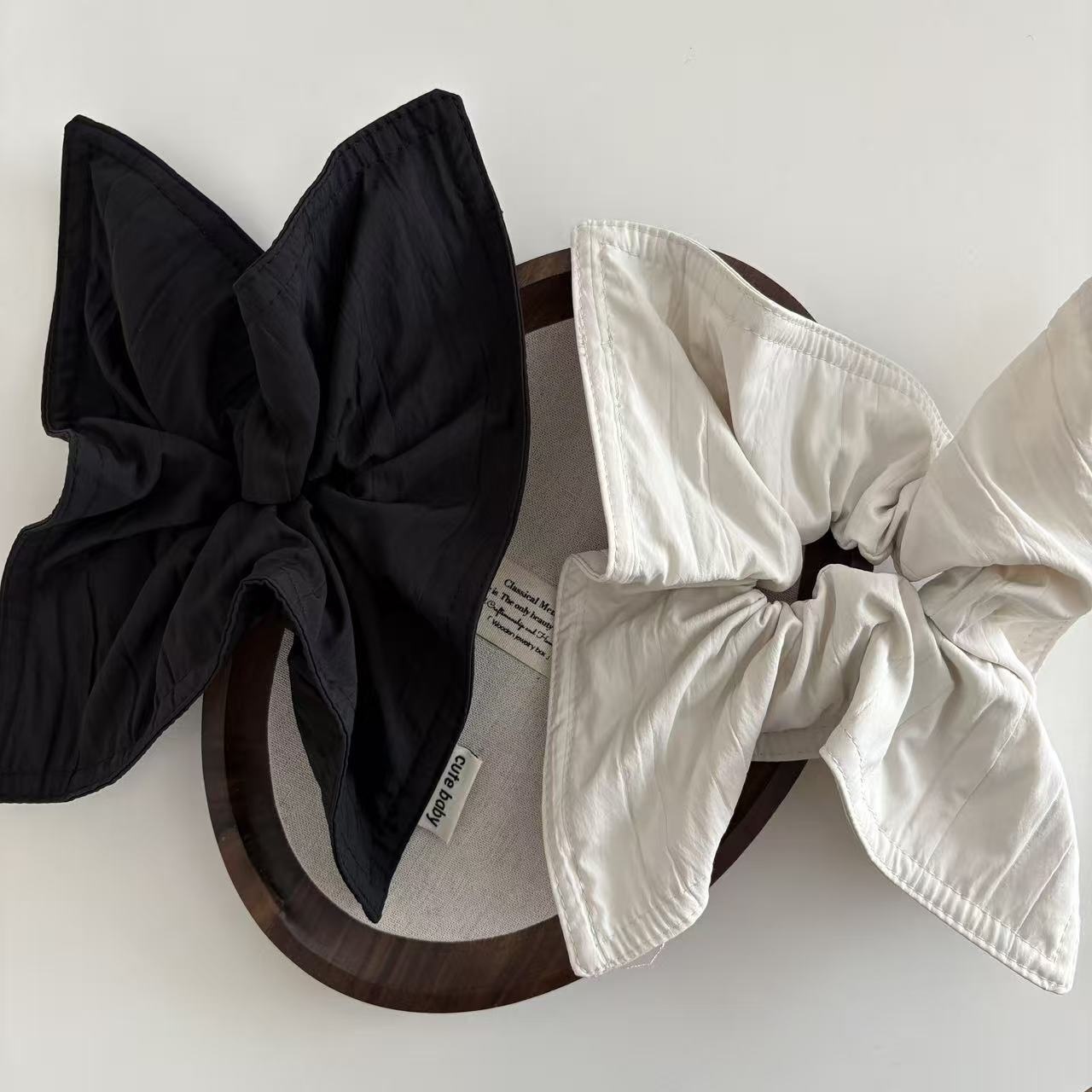 Women's Large Retro Fabric Scarf Hair Tie Autumn Winter Solid Color