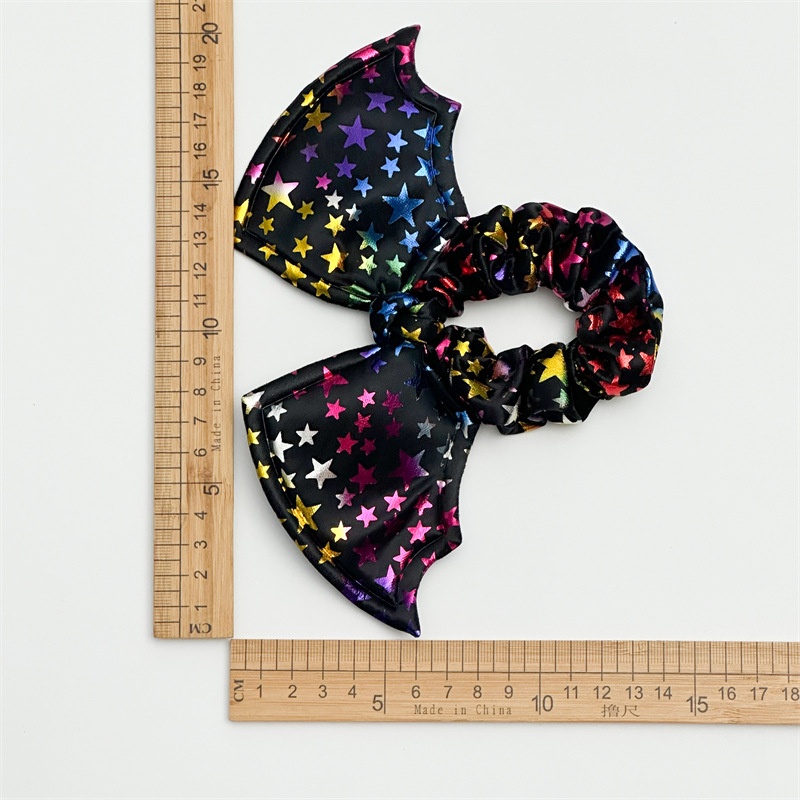 Women's Handmade Halloween Party Hair Scrunchie Retro Gothic Bat Bow