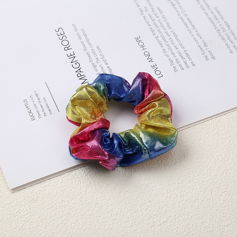 Women's Sparkly Large Bowknot Cloth Hair Tie Laser AB Rainbow