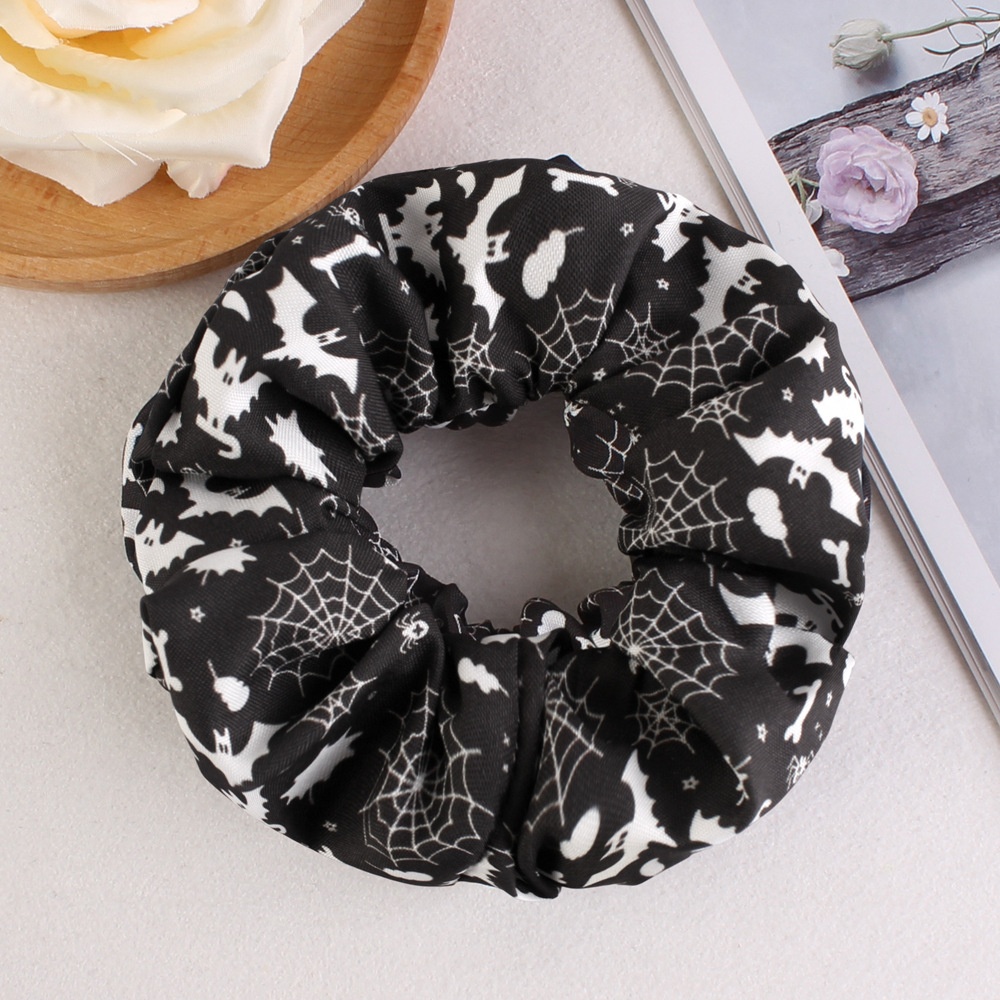 Women's Halloween Party Fabric Hair Scrunchies Colorful Skull Pattern