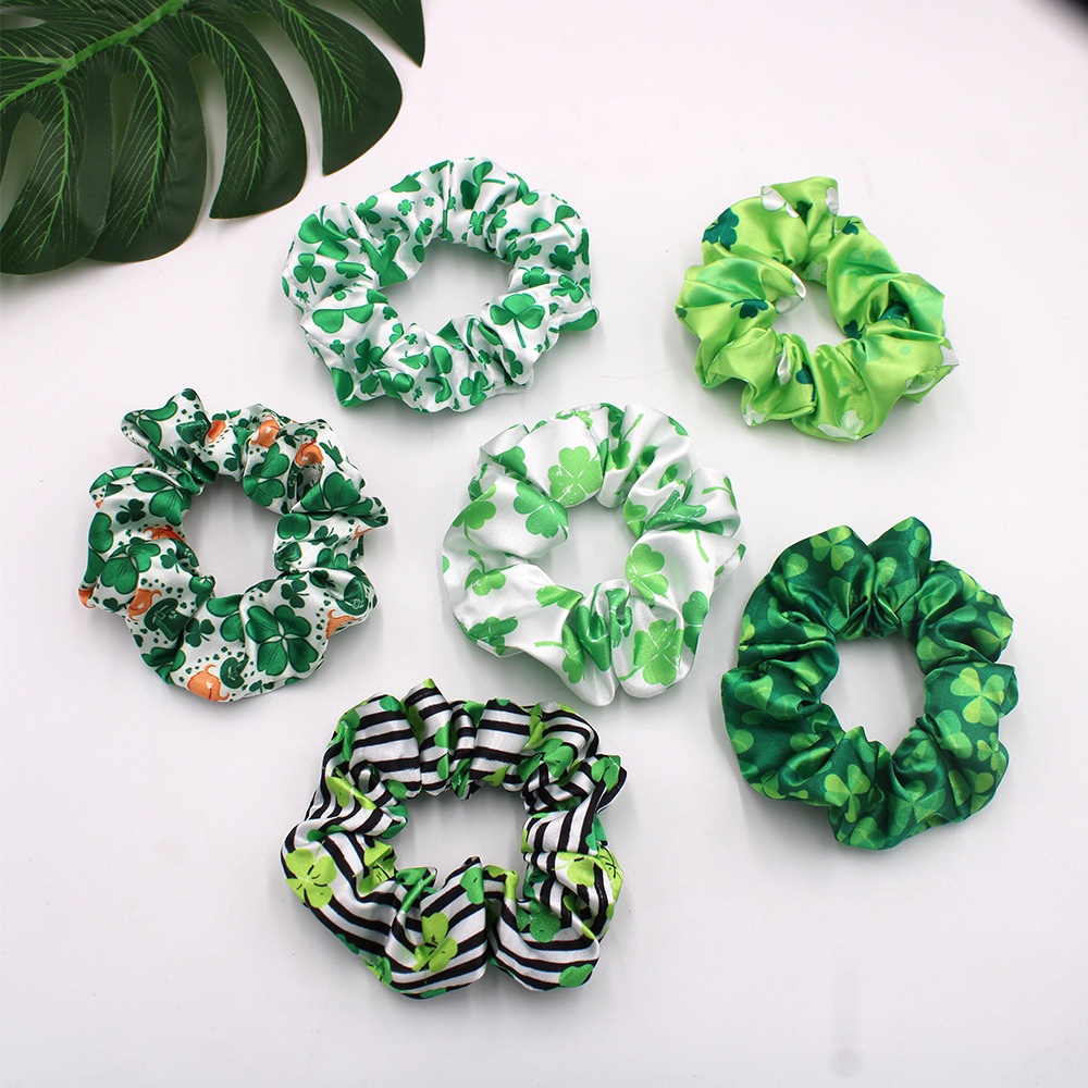 Women's Big Bow Hair Tie Headband Green Shamrock St. Patrick's Polyester