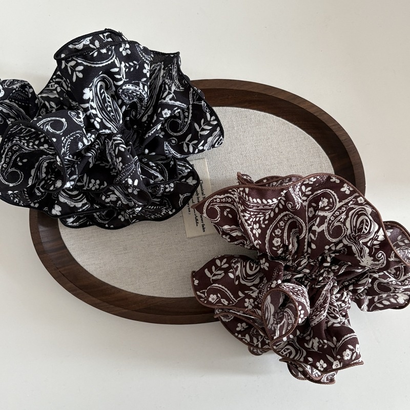 Women's Vintage Large Flower Hairband Cashew Nut Pattern Elastic Hair Tie