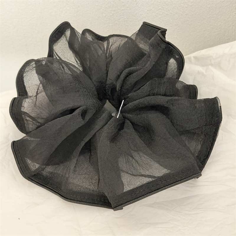 Women French Style Tulle Hair Tie Irregular Beige Spring Accessories