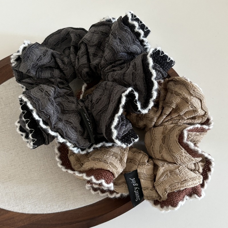 Women's Winter Cloth Ponytail Hairband Color Block Striped Lace