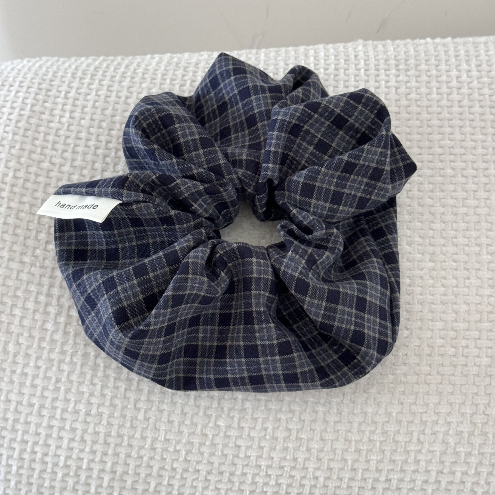 Women's Retro Cloth Low Ponytail Bun Hair Bands Dark Plaid
