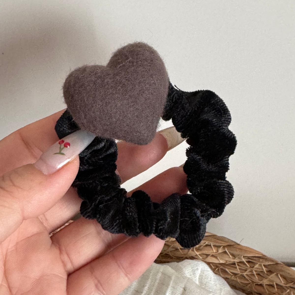 Women's Winter Essential Wool Felt Headband Black Heart Shape