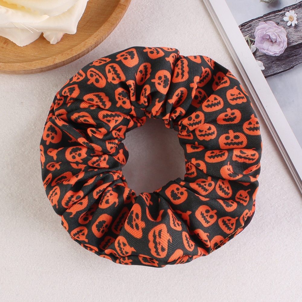 Women's Halloween Party Fabric Hair Scrunchies Colorful Skull Pattern