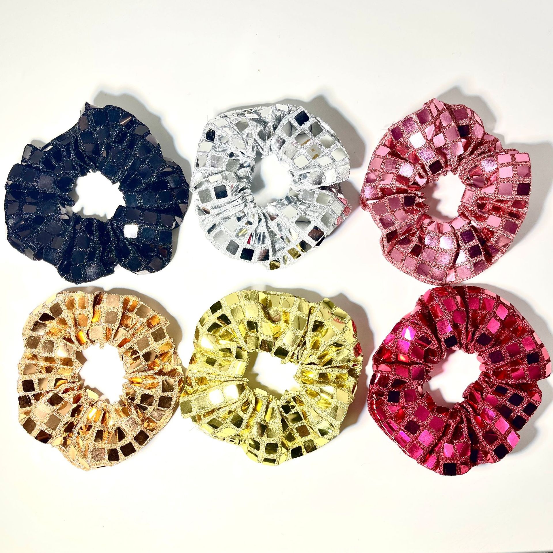 Women's High Elastic Square Sequin Hair Ties Trendy Cloth Ponytail Bands