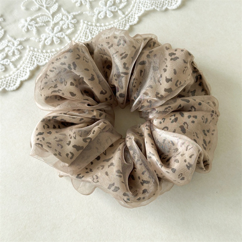 Women's Winter Soft Gauze Hair Tie Accessories Retro Leopard Print