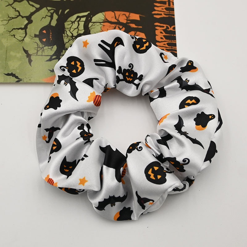 Women's Elastic Cloth Hair Scrunchie Cartoon Halloween Pumpkin Print