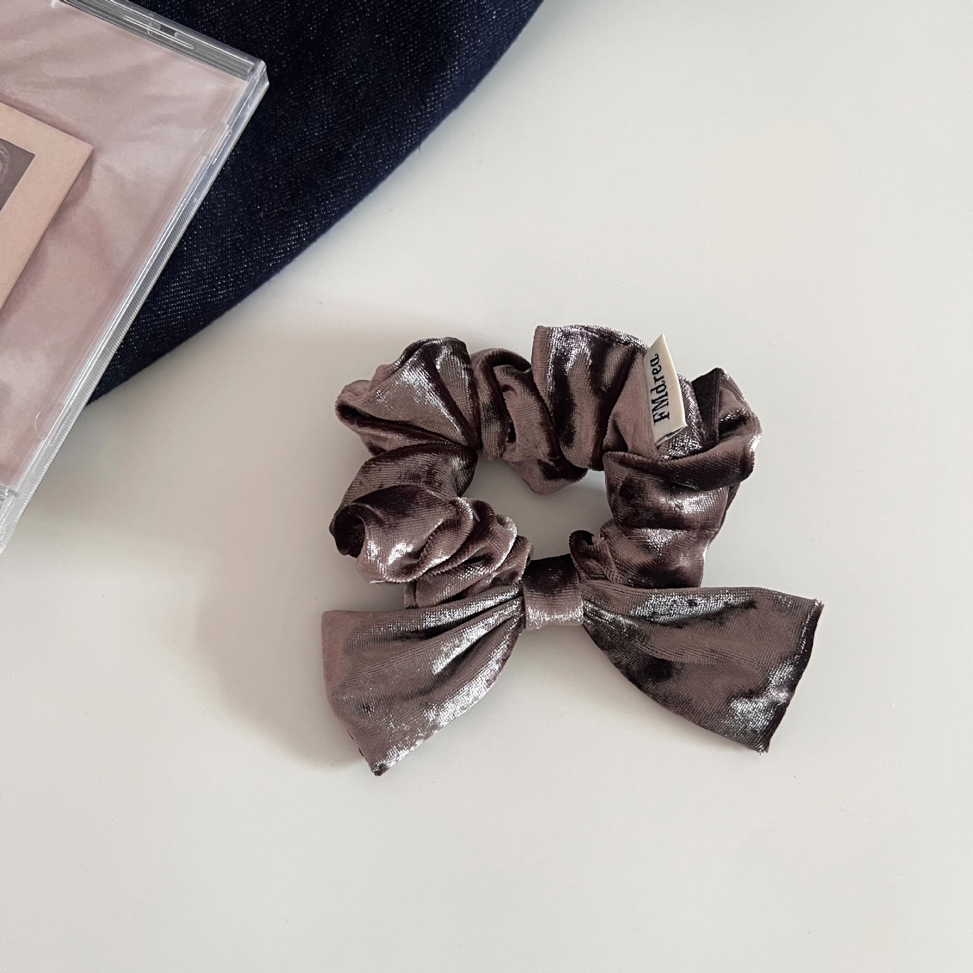 Women's Velvet Elastic Hair Tie Casual Low Ponytail Scrunchie Large Bow Knot