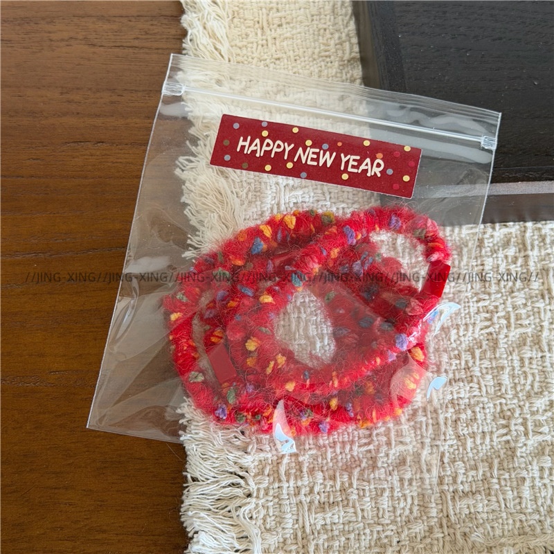 Women's Festive Elastic Cloth Hair Bands Red Solid Camo Leopard