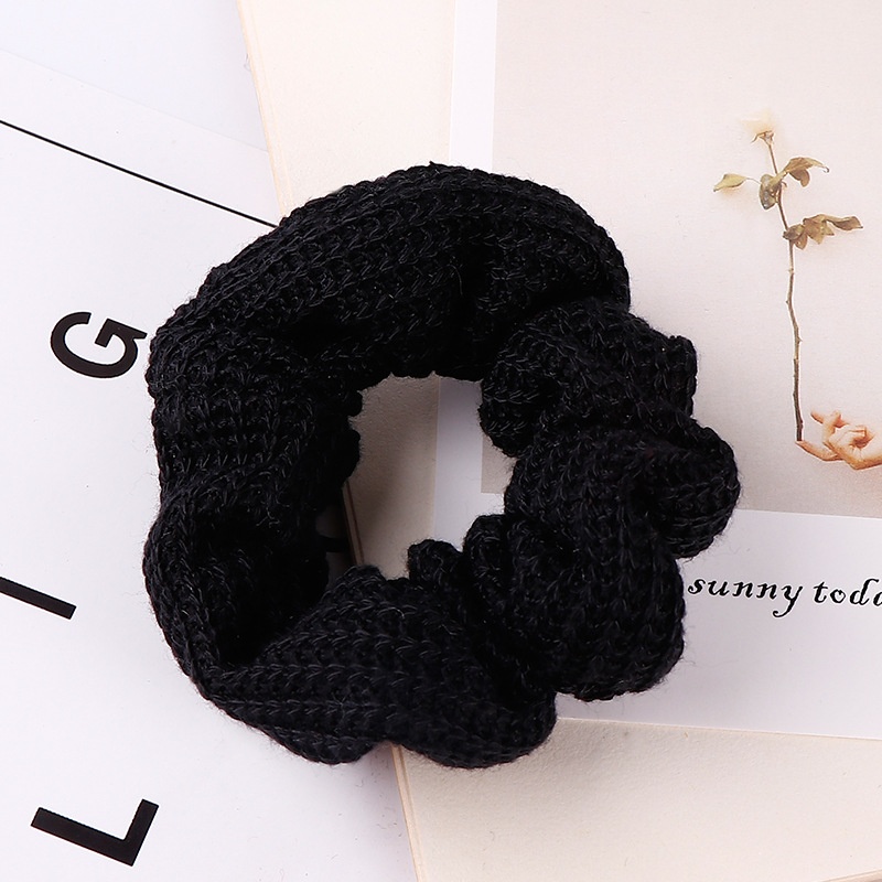 Women's Winter Thick Knitted Braided Hair Scrunchies Solid Color
