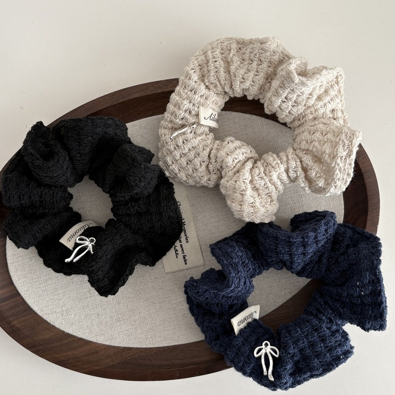 Women's Autumn Winter Knitted Wool Elastic Bun Hairband Solid Color