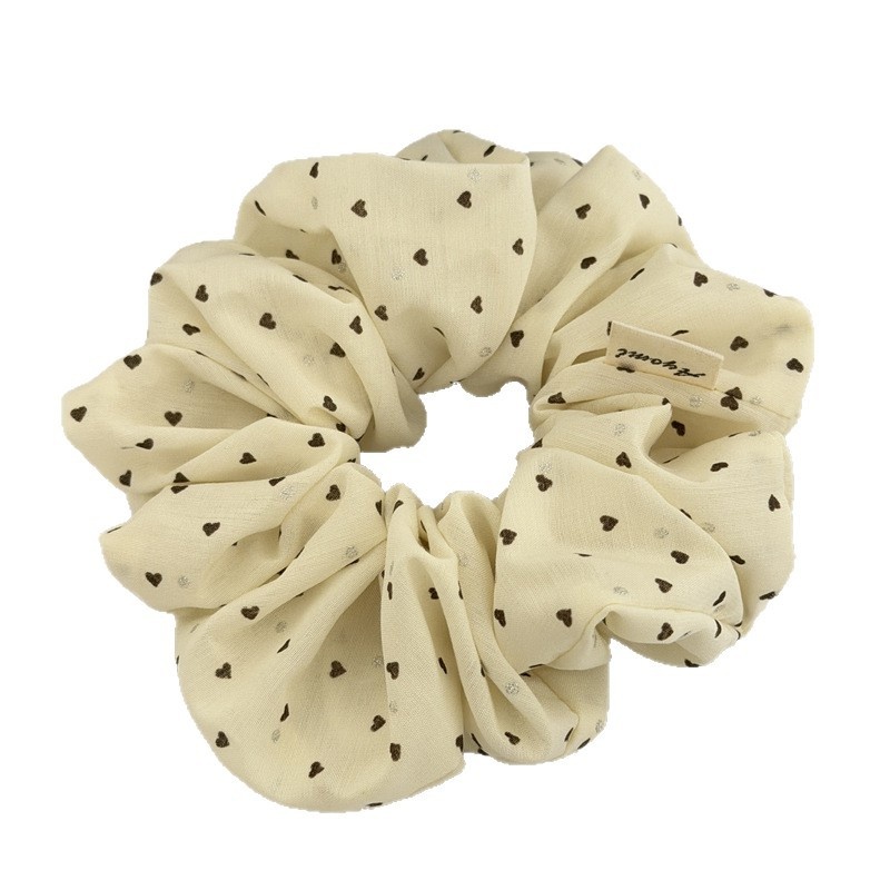 Women's Soft Cloth Daily Hair Tie Scrunchie Beige Solid Color