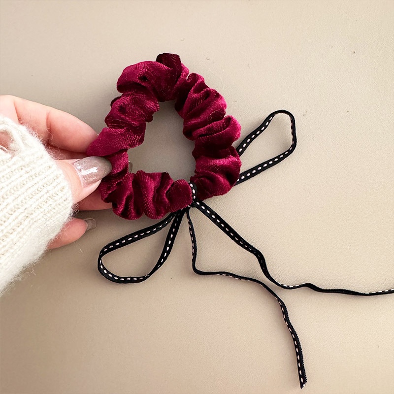 Women's New Year Christmas Bowknot Hair Ties High Elasticity Cloth Bands