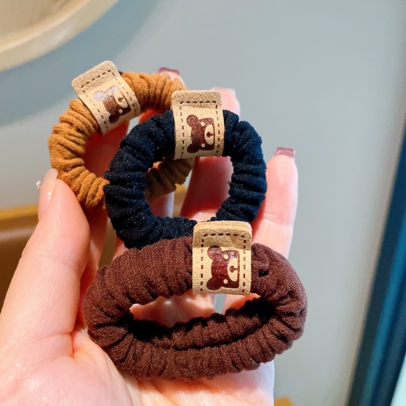 Women's Simple Bear Cloth Hair Tie Durable High Elasticity Ponytail Holder
