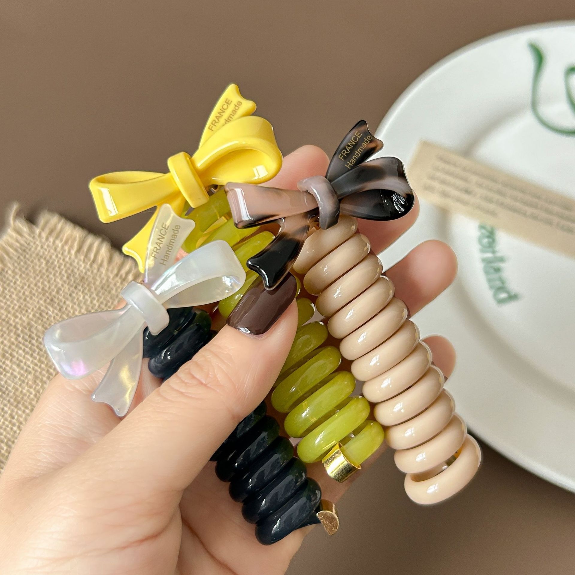 Women's High Elastic Ponytail Bubble Hair Tie Acetate Bowknot