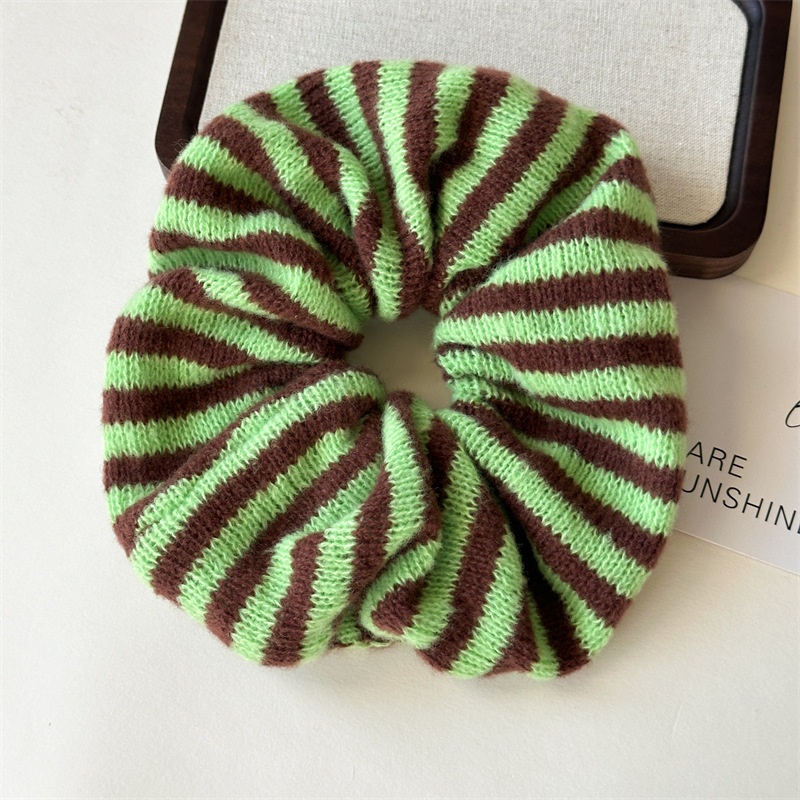 Girls Premium Knitted Cloth Hair Ties Winter Versatile Striped Bands