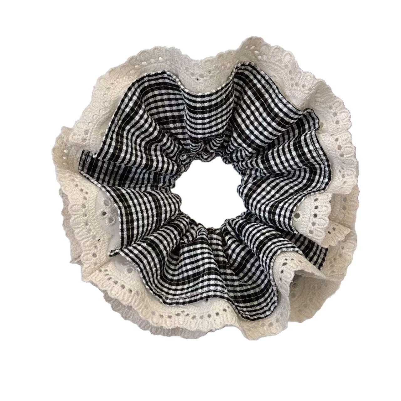 Women's Retro Black Polka Dot Cloth Hair Tie Classic Vintage Scrunchie