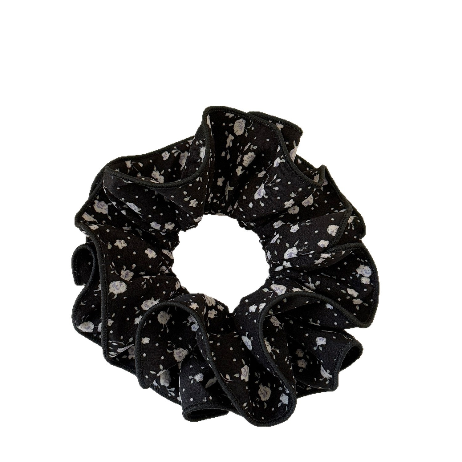 Women's Spring Summer Cloth Hair Tie Accessory Black Ditsy Floral